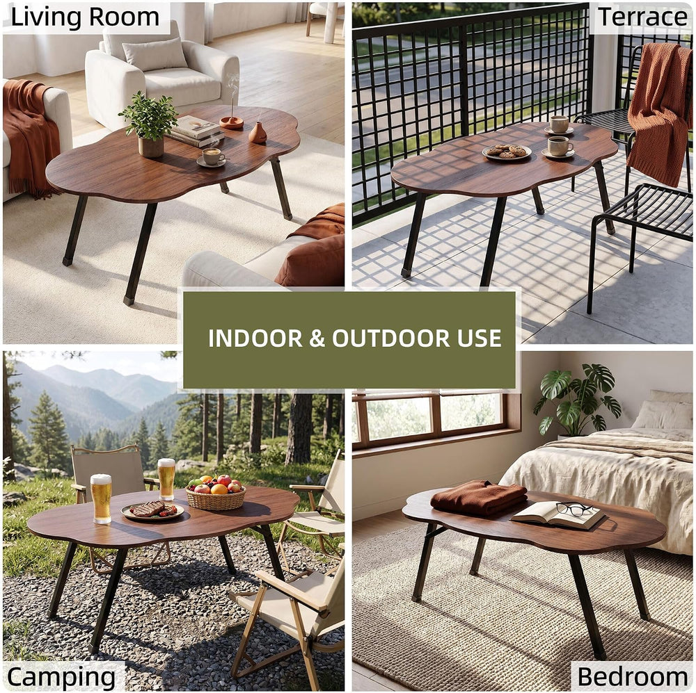 Folding Coffee Table,Cloud Coffee Table for Living Room,Walnut