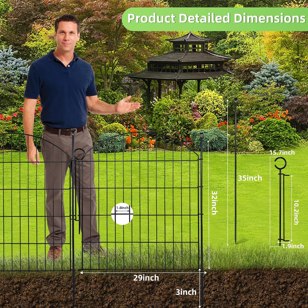 Decorative Garden Fence, 32in (H) x 12ft(L) No Dig Fence with Gate