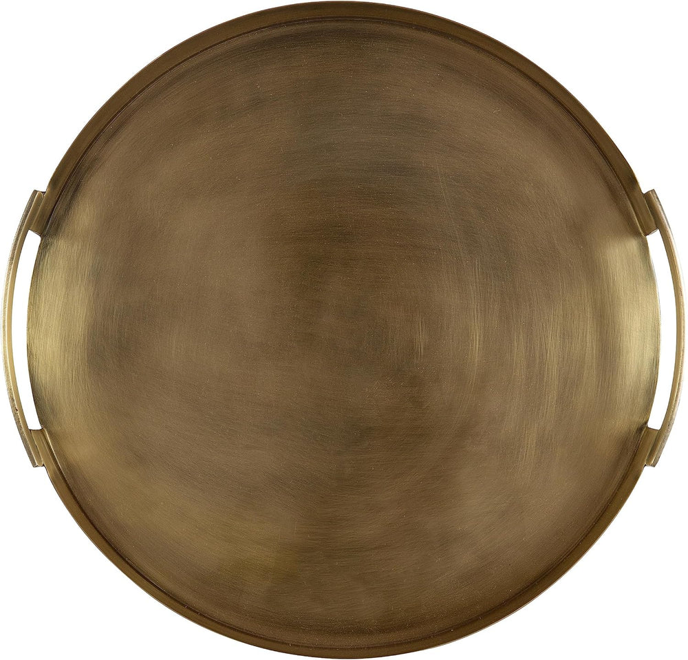 Kate and Laurel Myo Transitional Metal Round Tray; 15 x 15; Brass; Modern Gla...