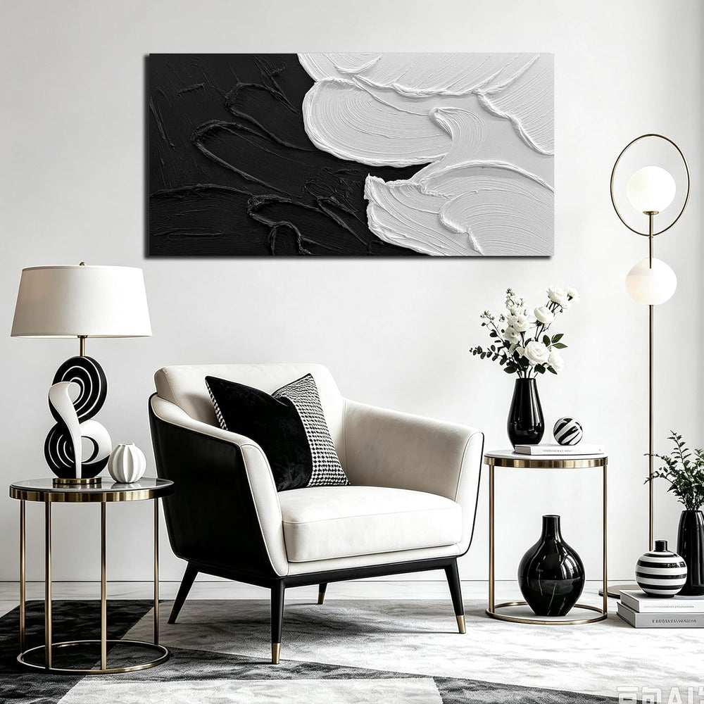 MXUNYZ Black and White Abstract Canvas Wall Art for Bedroom 40x20 Inch