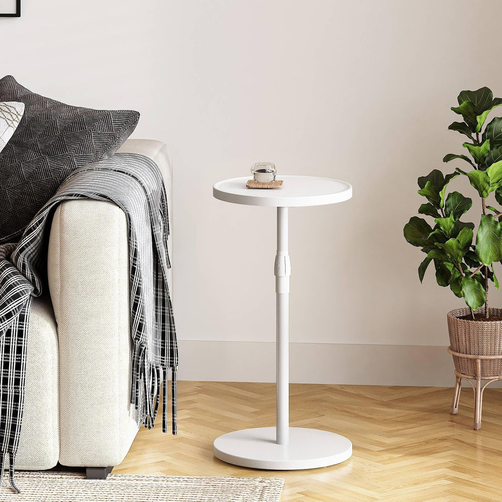 Adjustable Round Side Table, Pedestal Drink Table for Small Spaces