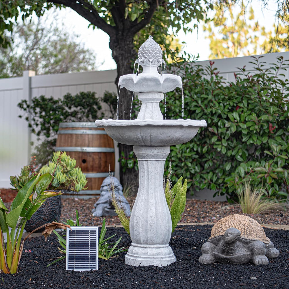 Xbrand 44" H 2-Tier Solar Outdoor Water Fountain with Auto-Shut Off Pump...