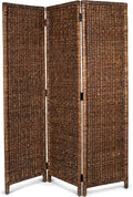 BIRDROCK HOME 3 Panel Seagrass Room Divider, Brown Wash, 57.5” x 70.1”