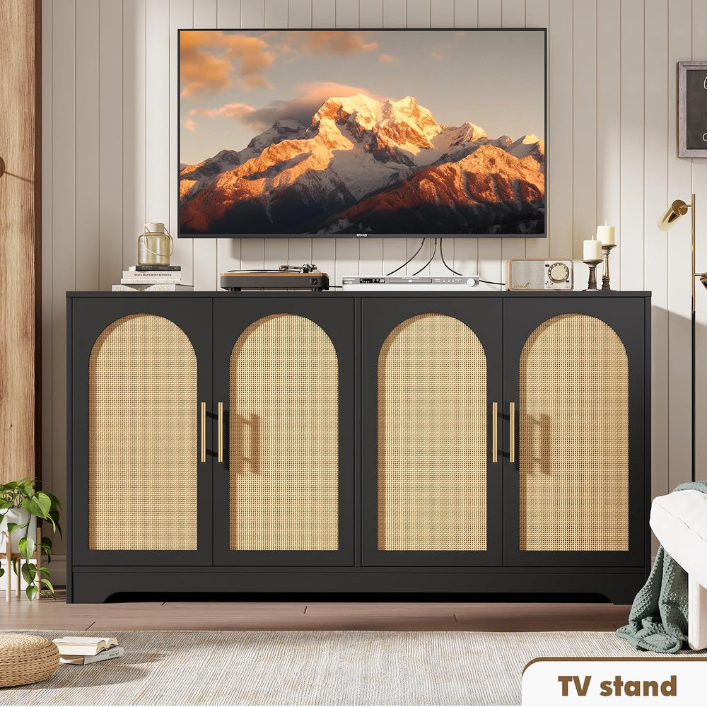 59"W Sideboard Buffet Cabinet, Entryway Cabinet, Coffee Bar Cabinet, Black