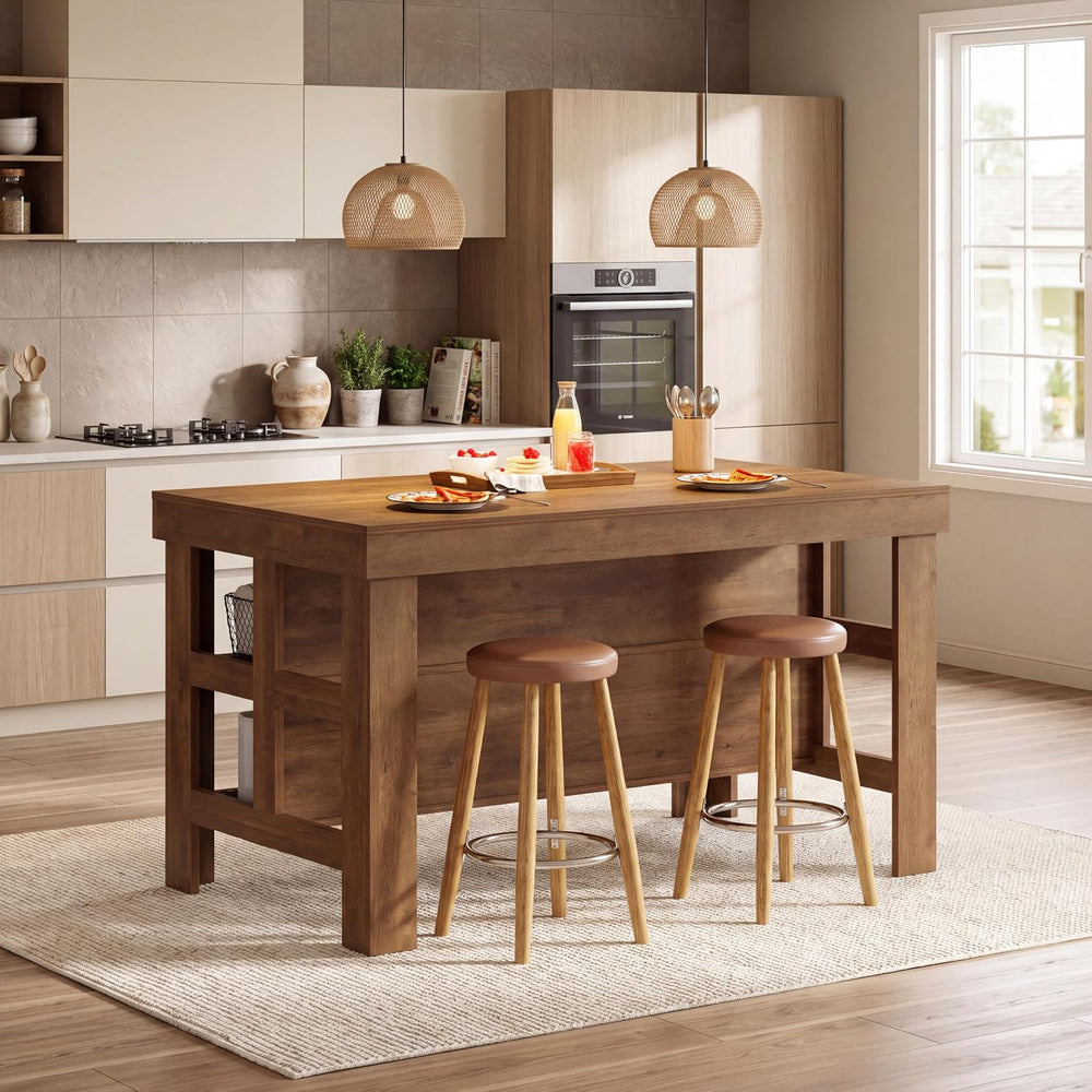 Tribesigns Kitchen Island with Storage Shelves (Vintage Brown)