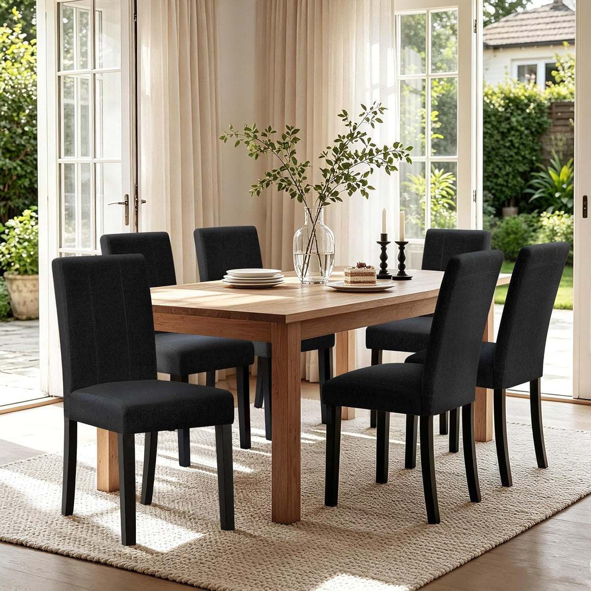 HOMYZOO Dining Chairs Set of 6, Upholstered Dining Room Chairs, Black