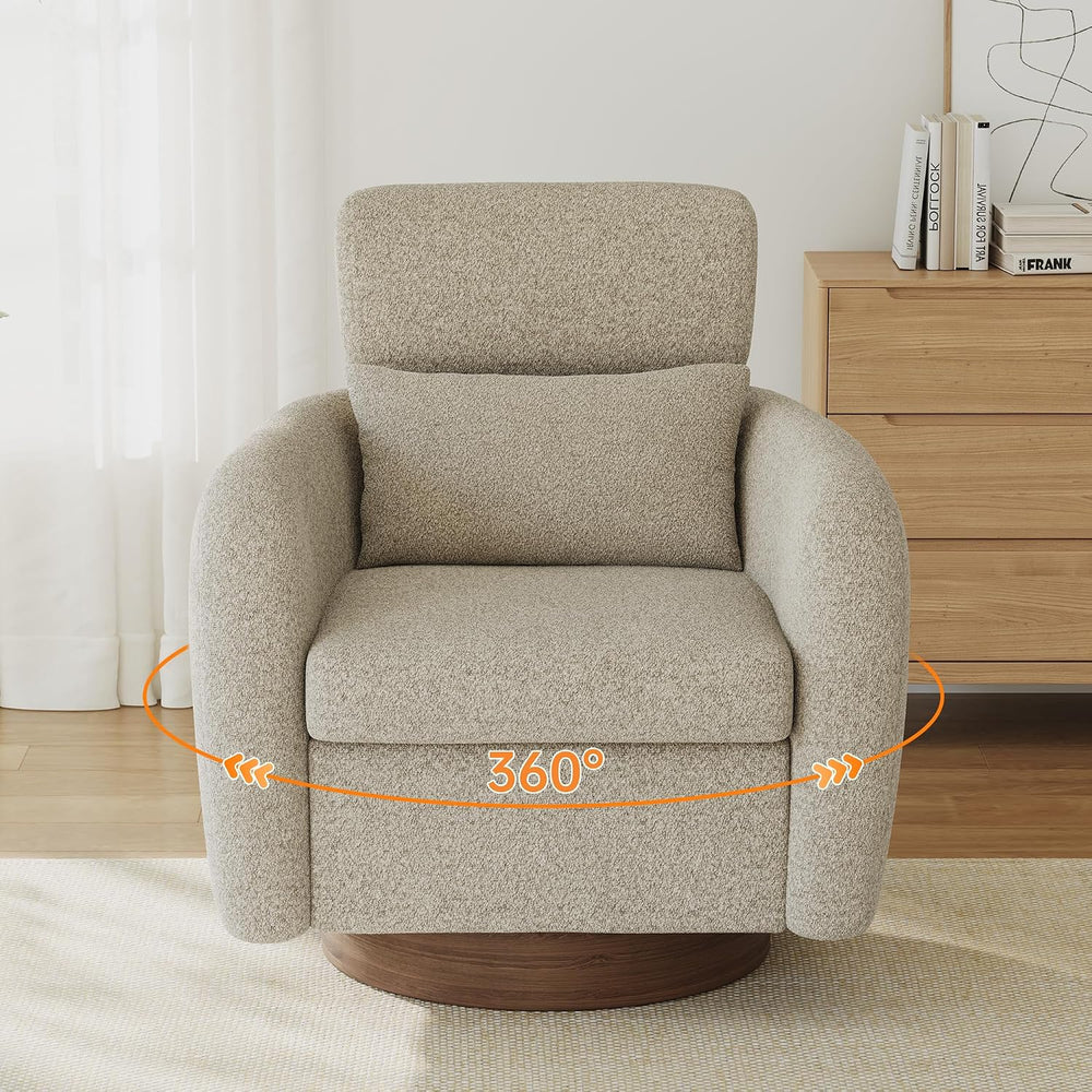 360 Degree Swivel Accent Chair with Adjustable Headrest, Camel