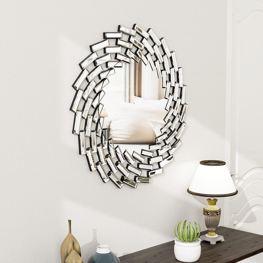 SHYFOY Round Mirror for Wall Decor, 24" Decorative Wall Mirror