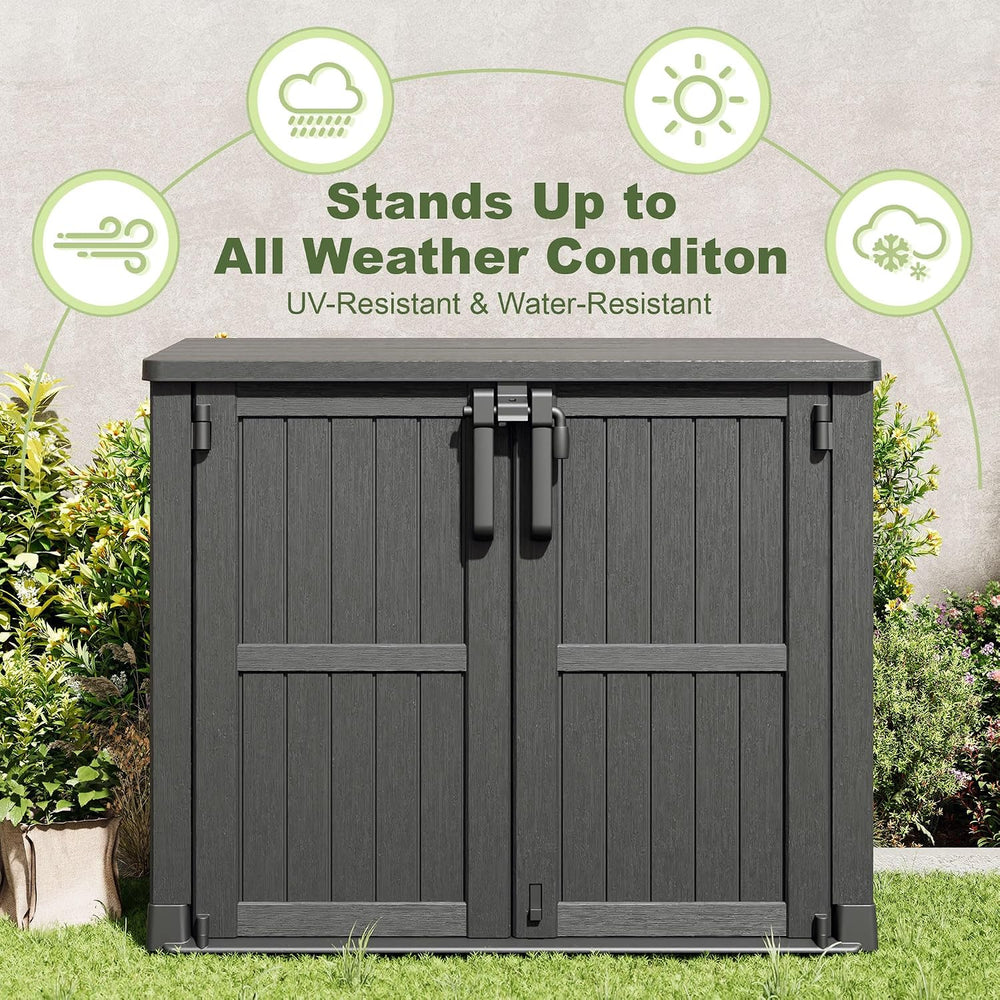 36 Cu Ft Resin Outdoor Storage Shed, Weatherproof Horizontal Outdoor Storage ...