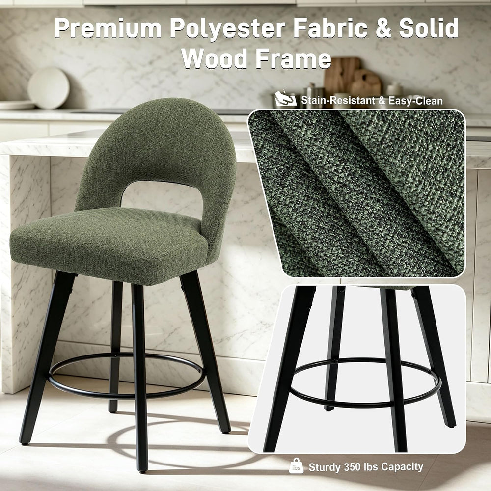Counter Height Bar Stools Set of 3, Swivel Upholstered Bar Chairs