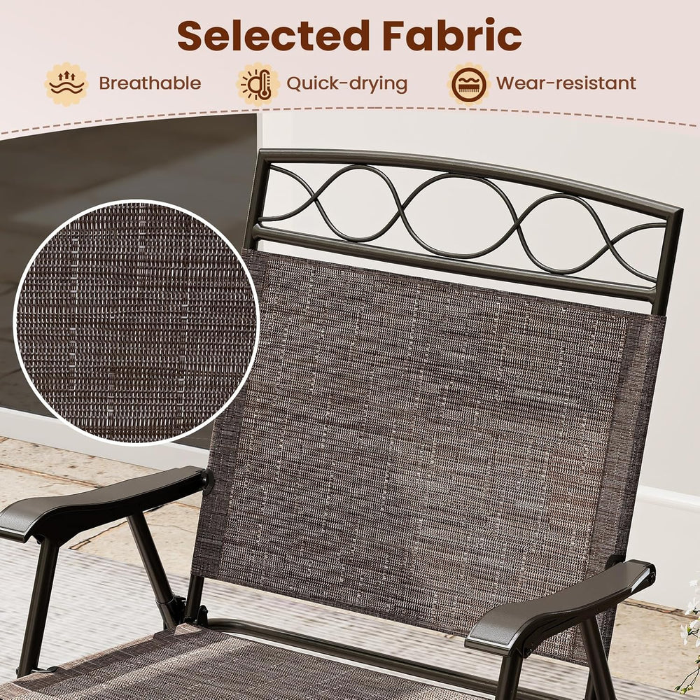 Tangkula Folding Chairs for Outside Set of 4, Portable Outdoor Dining Chairs ...