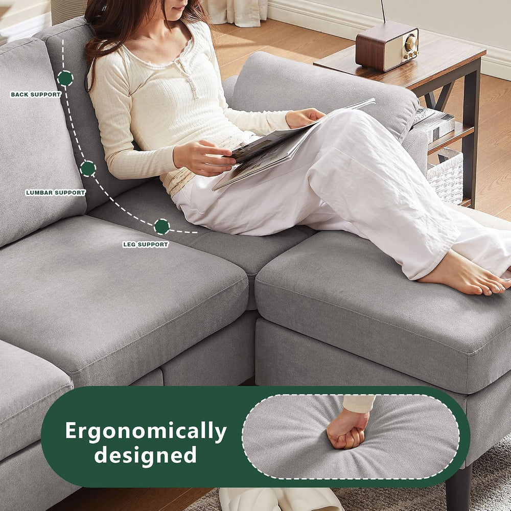 80" Convertible Sectional Sofa, Small L Shaped 3 Seat Couch with Reversi...