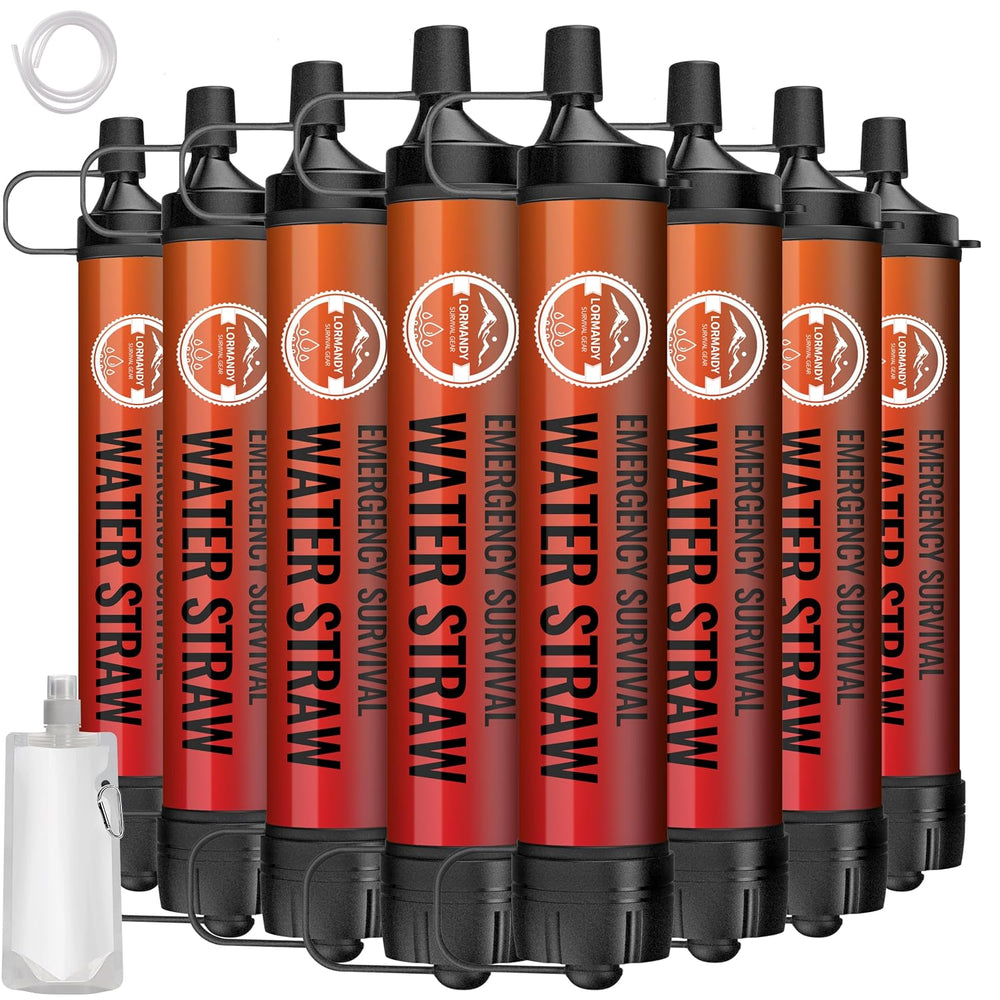 Straw Water Filter 8 Pack - Outdoor Camping & Hiking Survival Gear