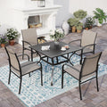SUNSHINE VALLEY 5pc Patio Dining Set, 37" Square Table & 4 Brown Chairs