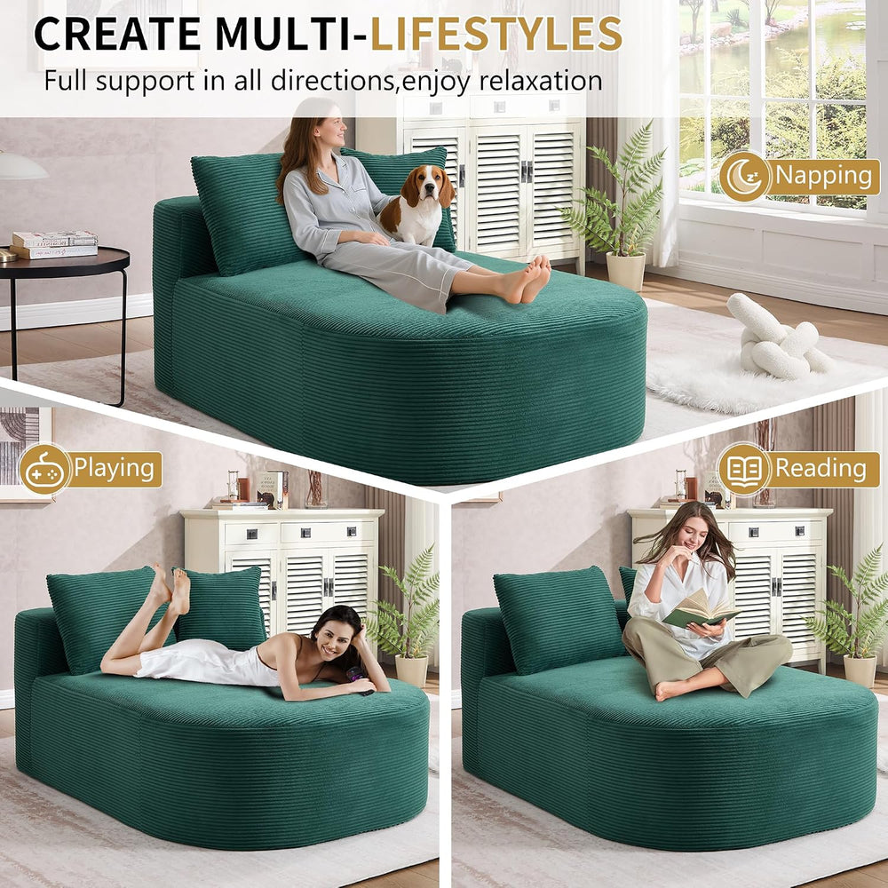 Anwick 65" Oversized Chaise Lounge Chair, Modern Corduroy Cloud Couch wi...
