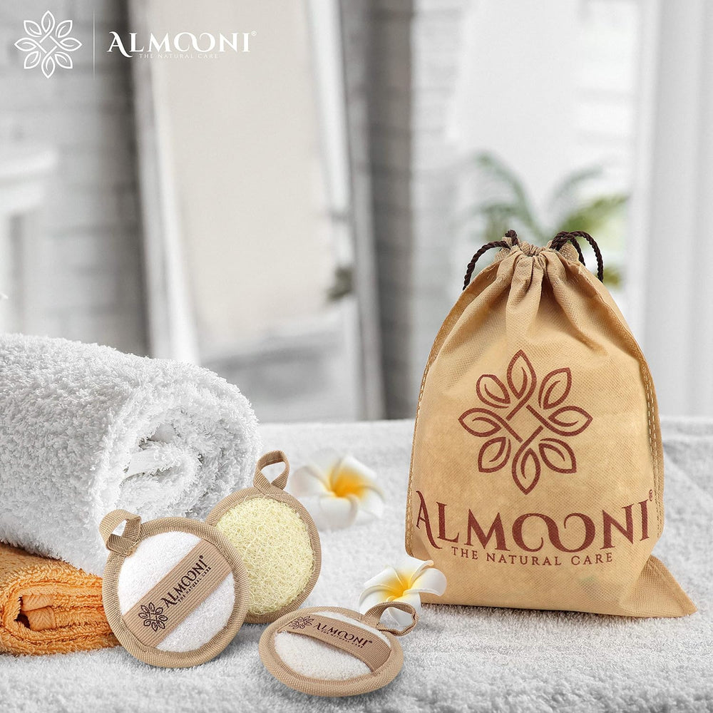 Premium Natural Egyptian Shower Loofah Sponge and Facial Loofahs, Large Exfol...