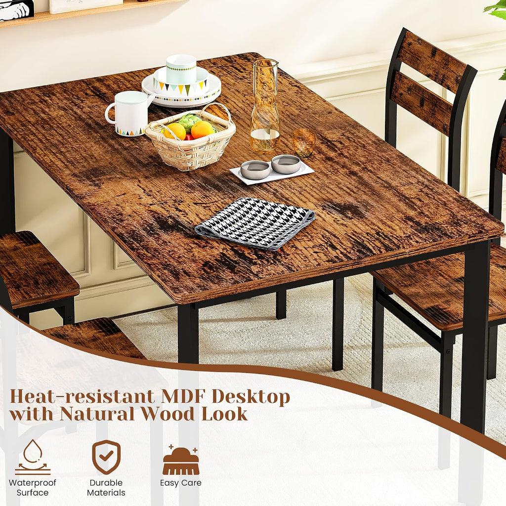 dklgg dining room table set for 4 farmhouse, side view
