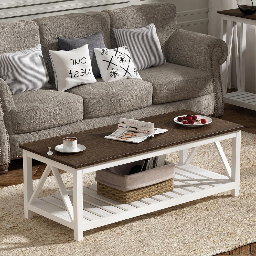 ChooChoo 47" Farmhouse Coffee Table with A-Frame Design for Living Room