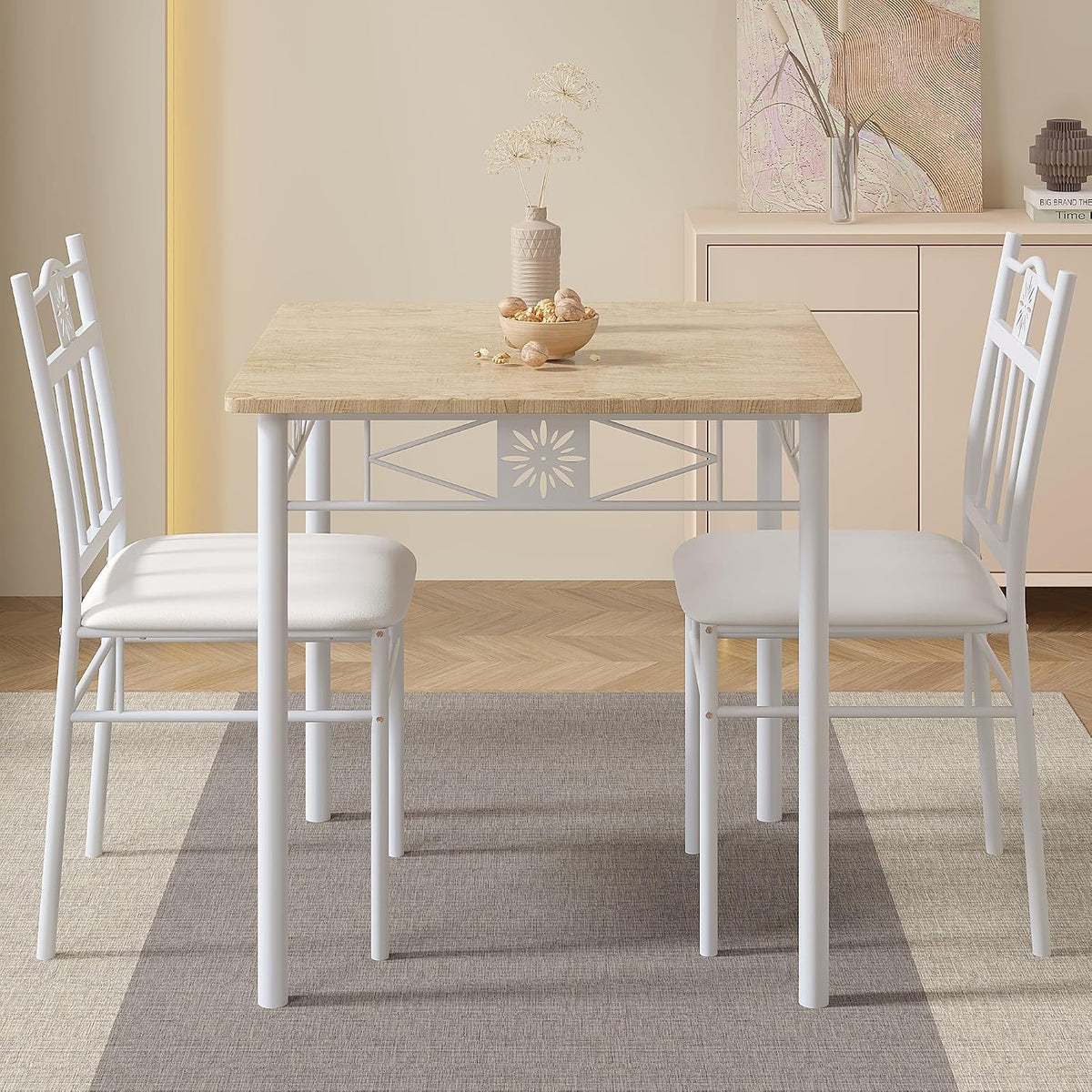 vecelo 3 piece small dining table set for showing dimensions
