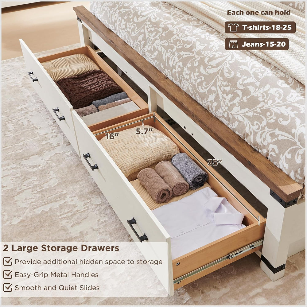 RedLemon 54" Farmhouse King Bed Frame with headboard, Antique White