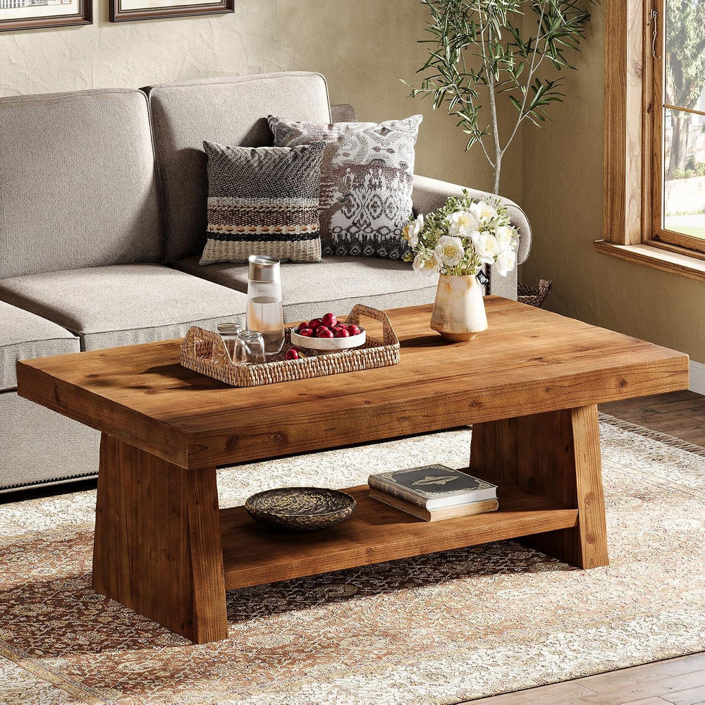 47" Farmhouse Solid Wood Coffee Table for Living Room