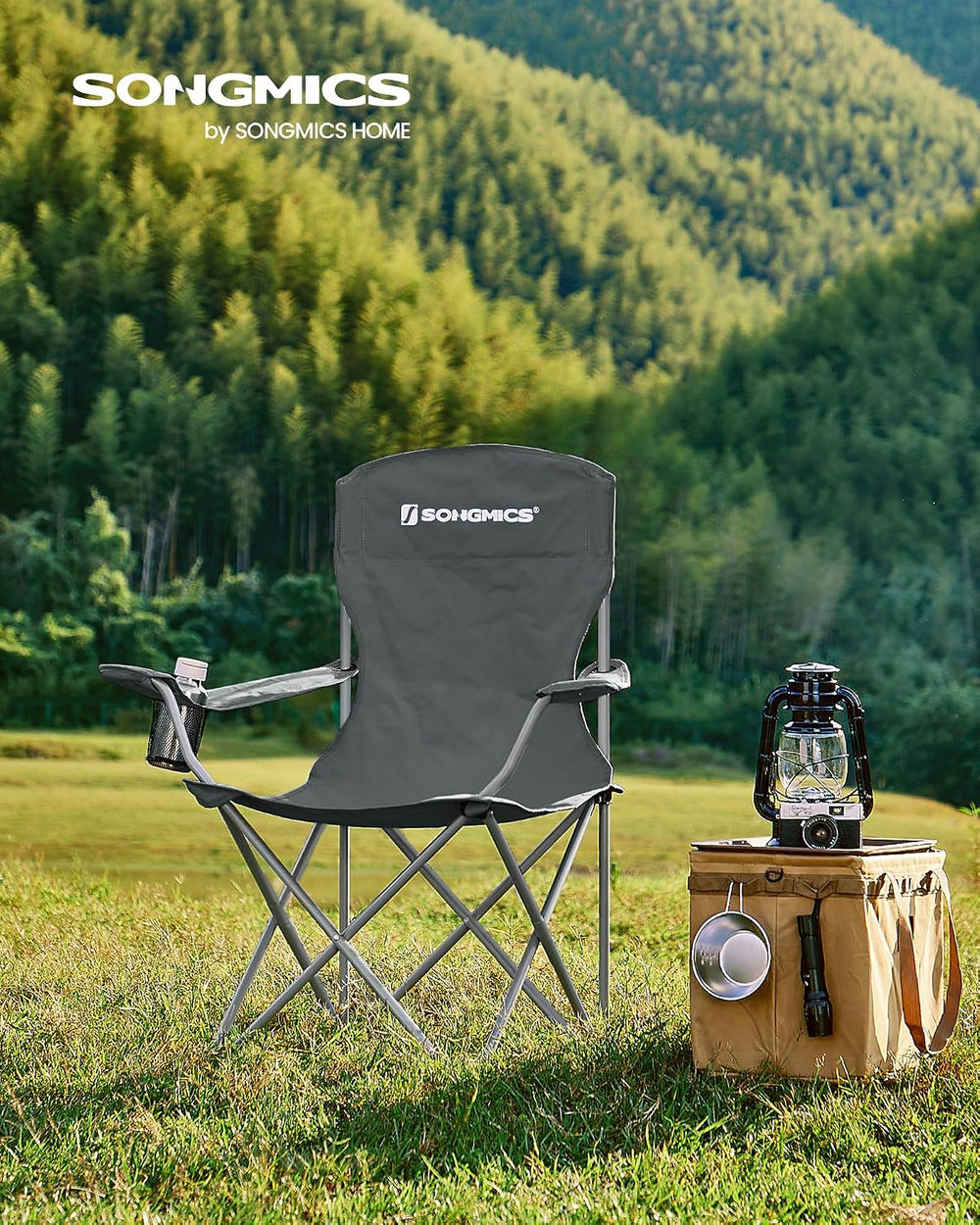 SONGMICS Set of 2 Folding Camping Chairs, Max. Load Capacity 330.7 lb