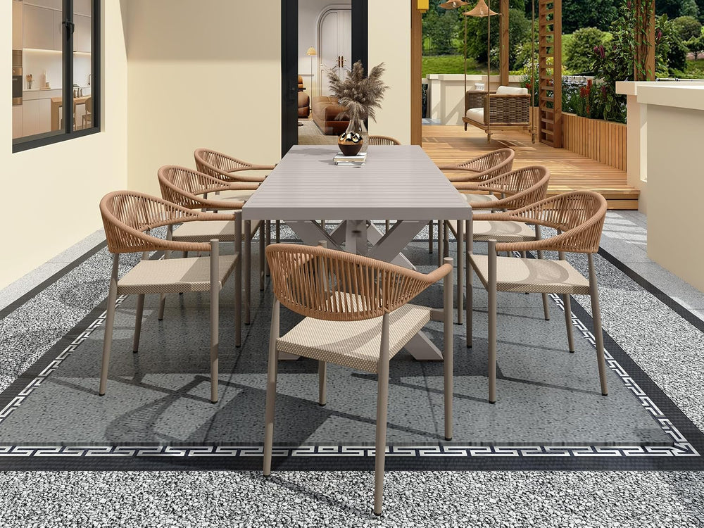 TWT Aluminum Outdoor Dining Table for 8, 62.8" - 82.5" Extendable P...