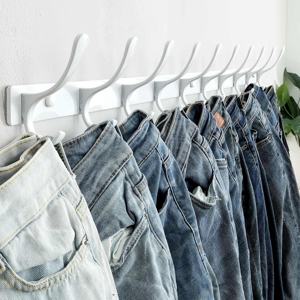 SKOLOO Wall Mounted Coat Rack - 10 Hooks, Heavy Duty, Stainless Steel, Metal ...