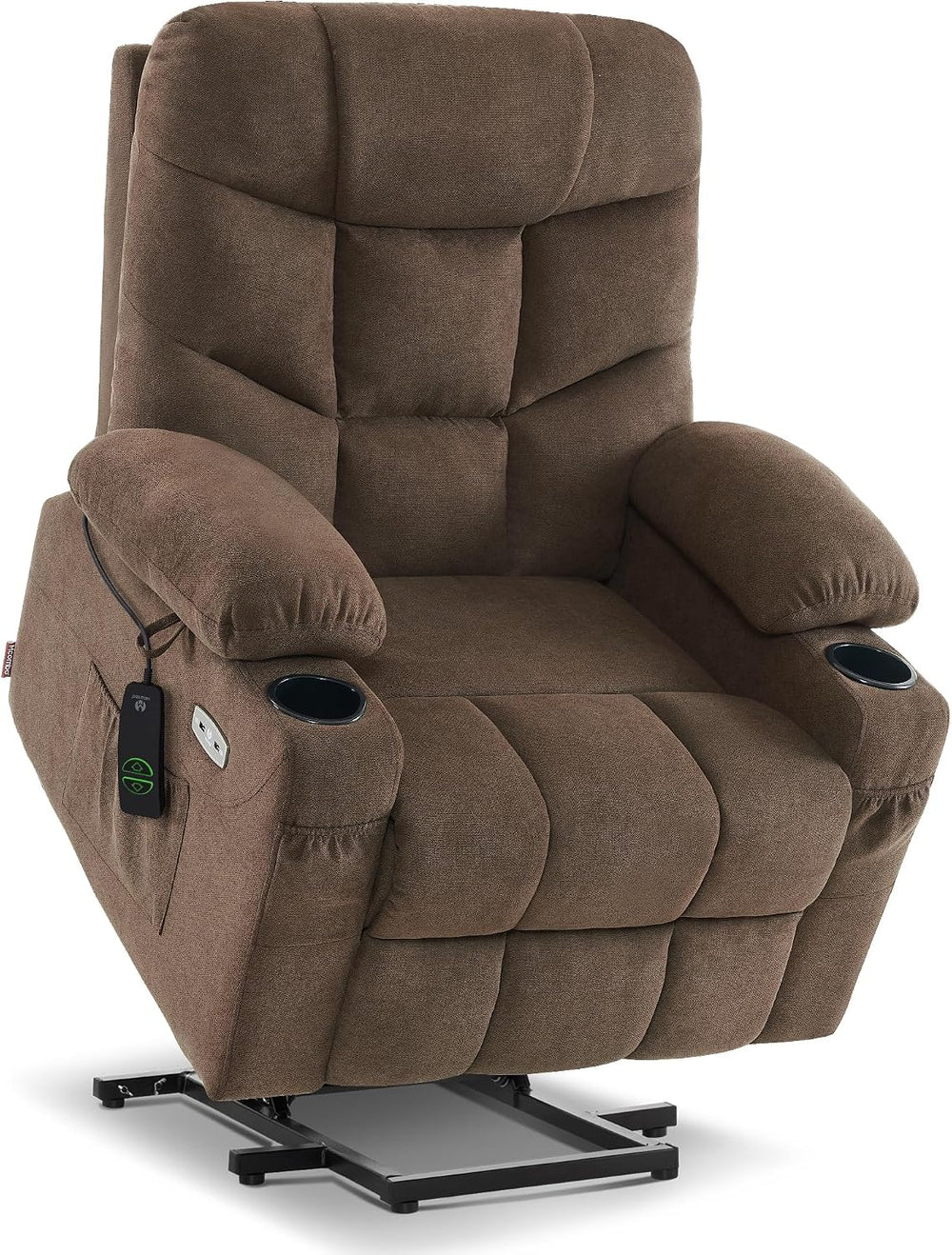 MCombo Power Lift Recliner Chair for Elderly, Fabric 7287 (Brown, Medium)
