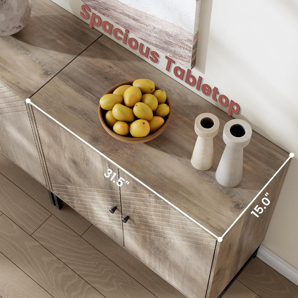 Storage Cabinet with Doors and Adjustable Shelf, Sideboard Buffet Cabinet with Storage, Console Table & Credenza for Living Room, Kitchen, Dining Room