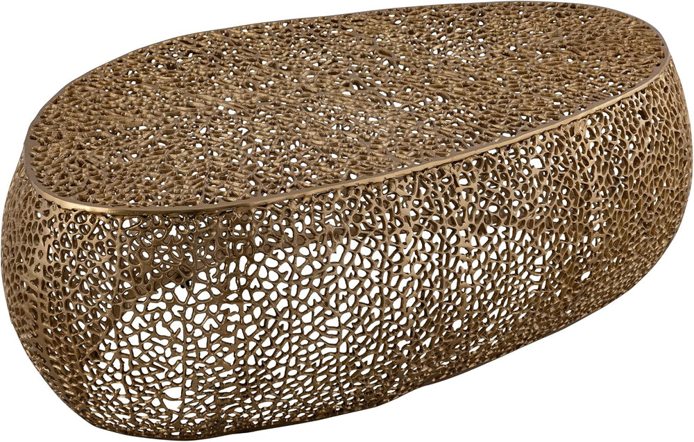 50" Gold Aluminum Oval Coffee Table