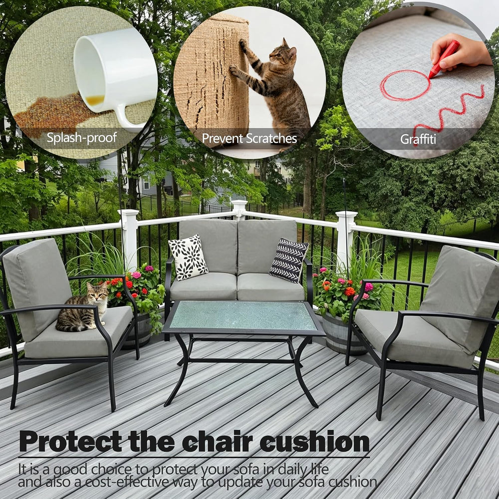 Patio Cushion Covers Replacement, Deep Seat Patio Cushions Cover set of 4