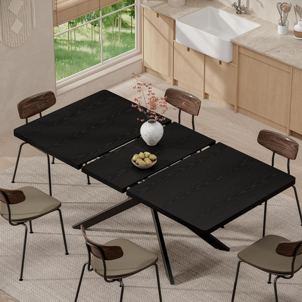 Extendable Dining Room Table for 4 6 8,55"-70" Kitchen Table Leaf,B...