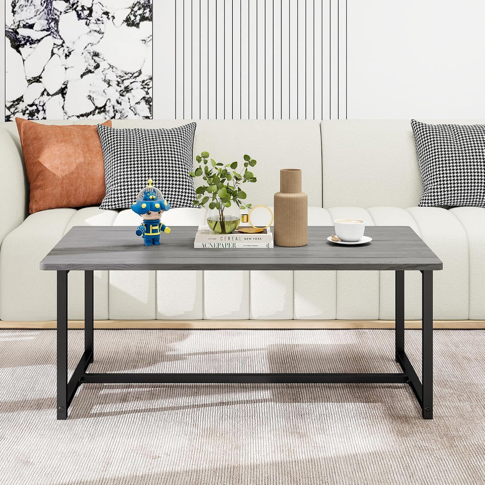 35.4" Rectangular Coffee Table for Living Room, Modern Industrial Style ...