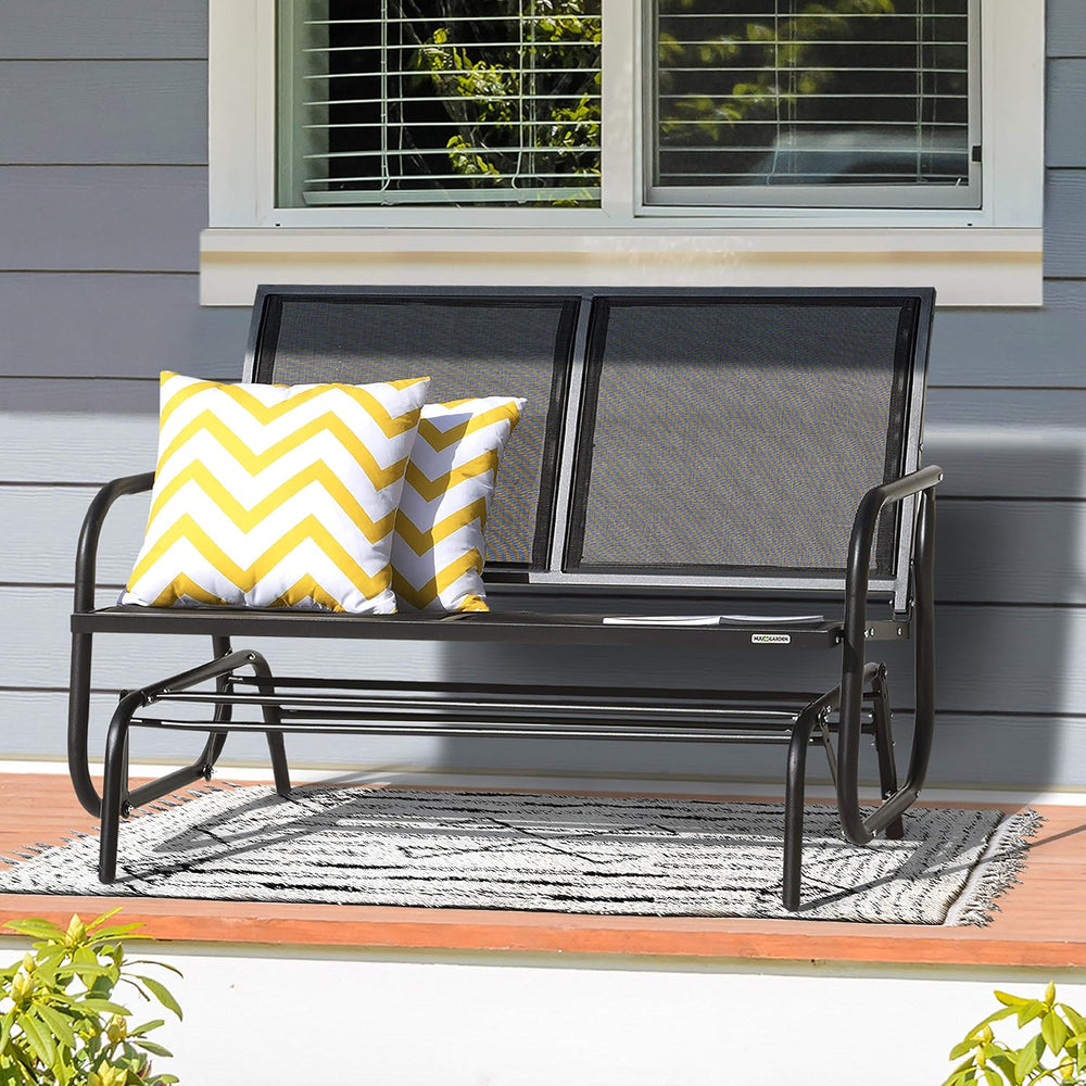 NUU GARDEN 2 Person Outdoor Glider Bench Patio Glider, Patio Glider Swing Cha...