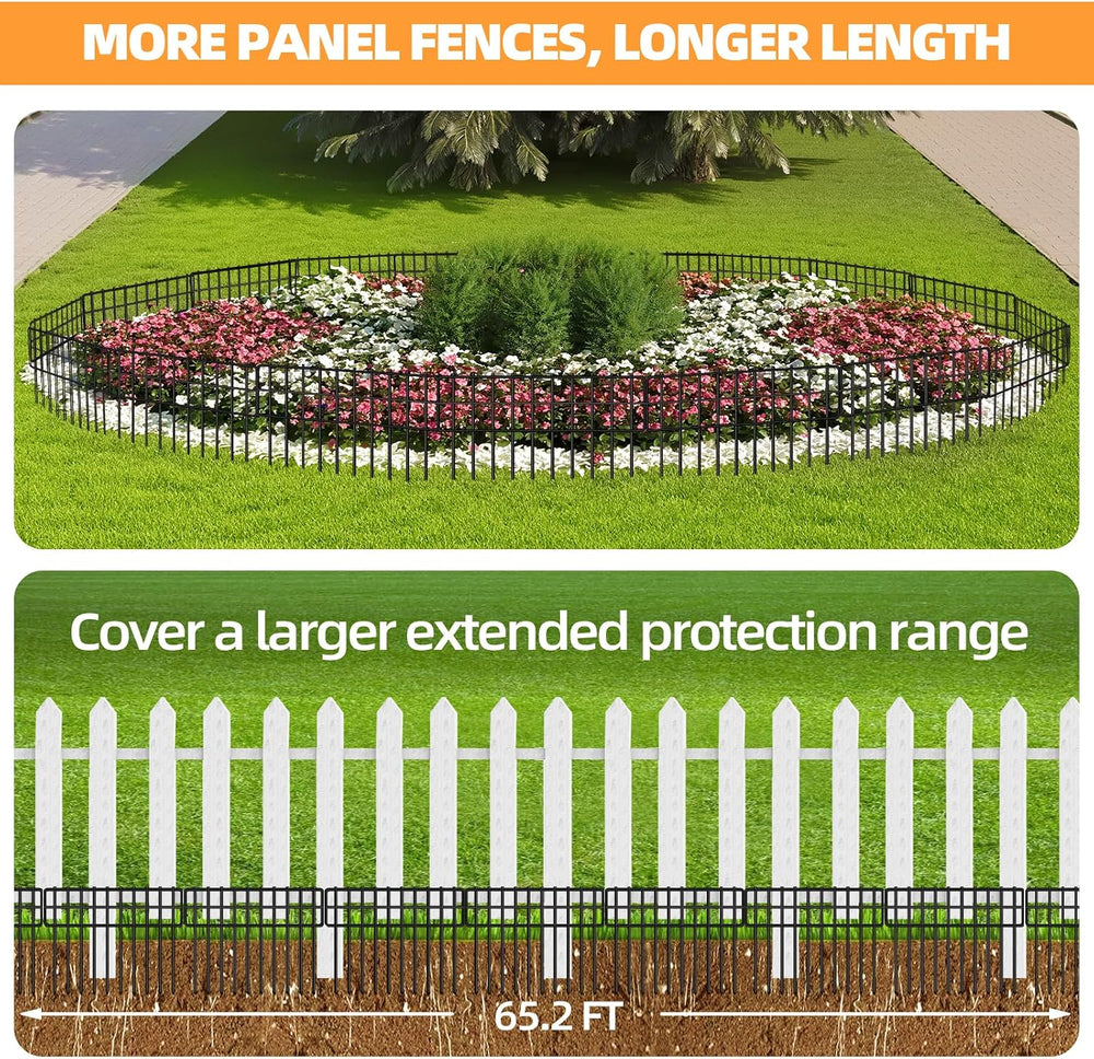 KYATE Garden Fence Animal Barrier, 46 Panels No Dig Fence 65.2ft(L) x13in(H),...