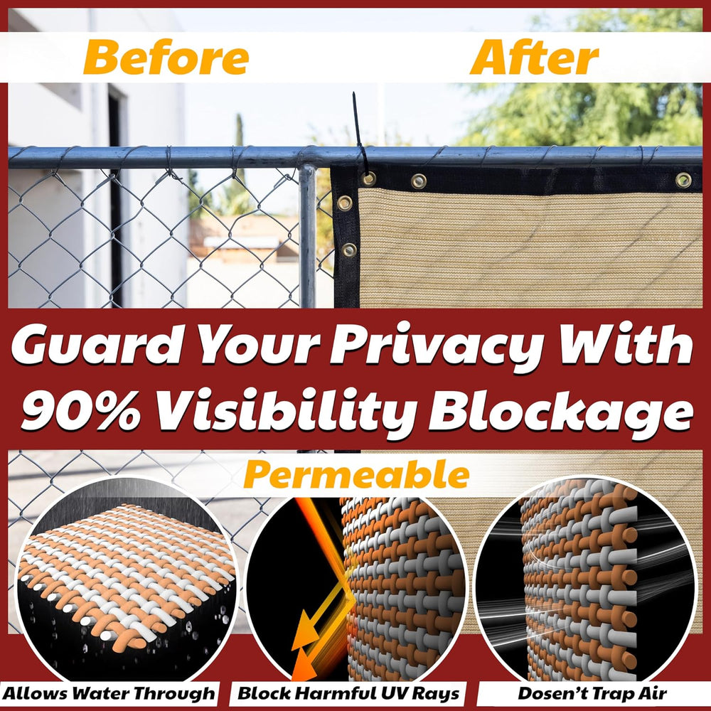 Amgo 5' x 24' Fence Privacy Screen, Heavy Duty Mesh Outdoor & Bac...