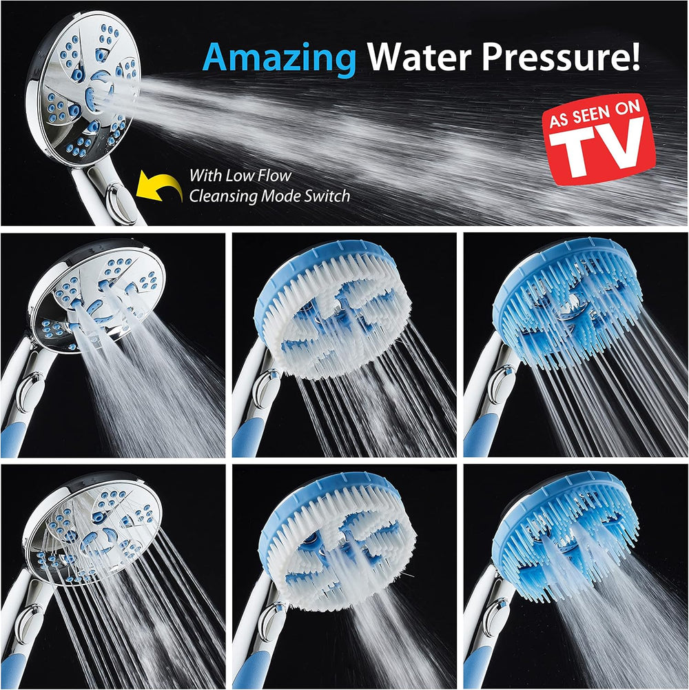 Hotel Spa High Pressure 6-in-1 Aquassage - 76-mode 3-way Combo, Showerhead, H...
