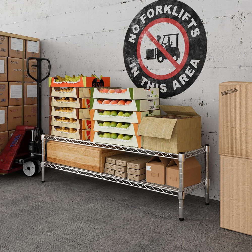14" Deep x 48" Wide x 14" Height Wire Shelving Kit | 2-Tier | ...