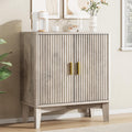Xixini Fluted Sideboard Buffet Cabinet, 30" Wood Coffee Bar Cabinet, Grey