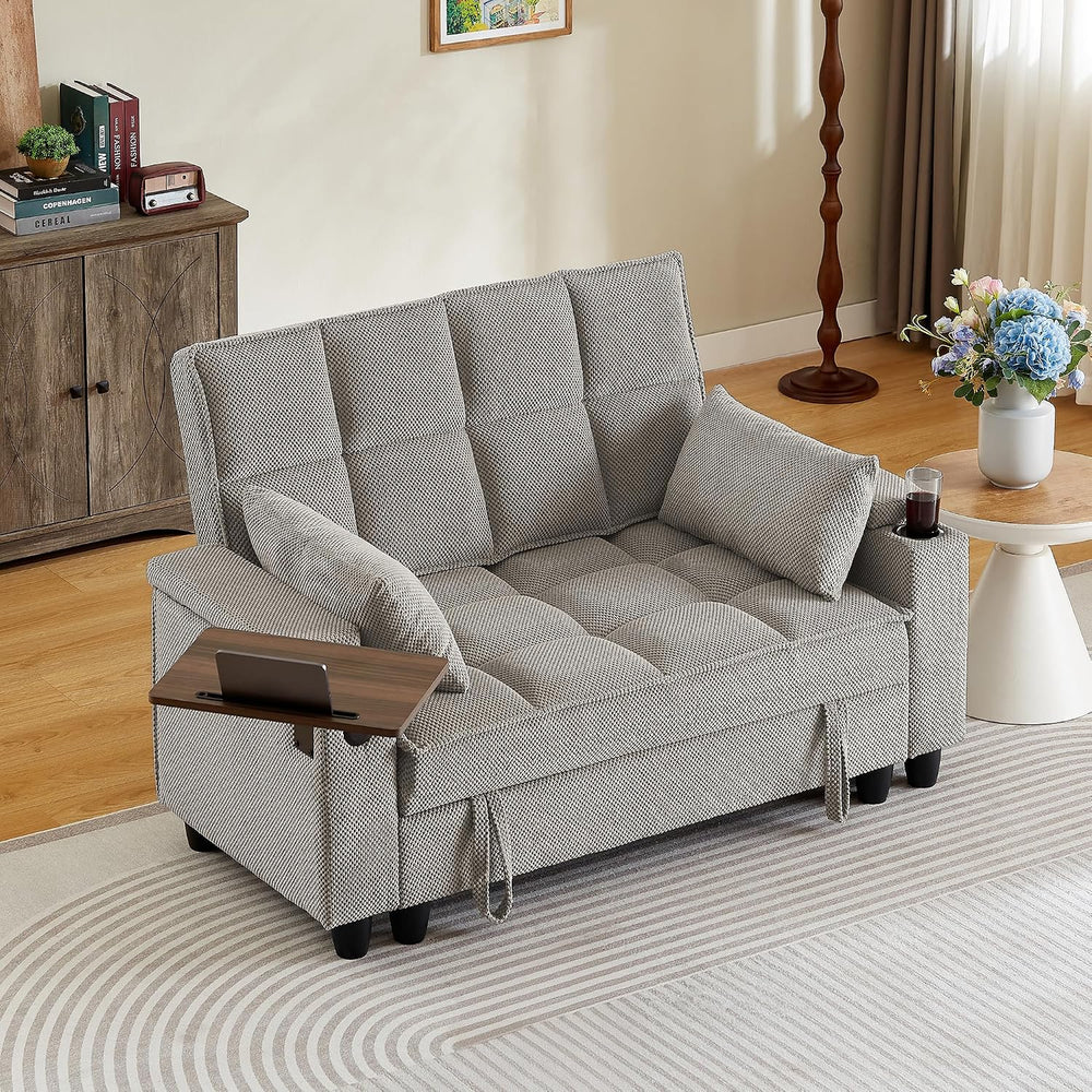 Auvsoce 61" Loveseat Sofa with Hidden Storage Armrests, 360° Swivel Tray...