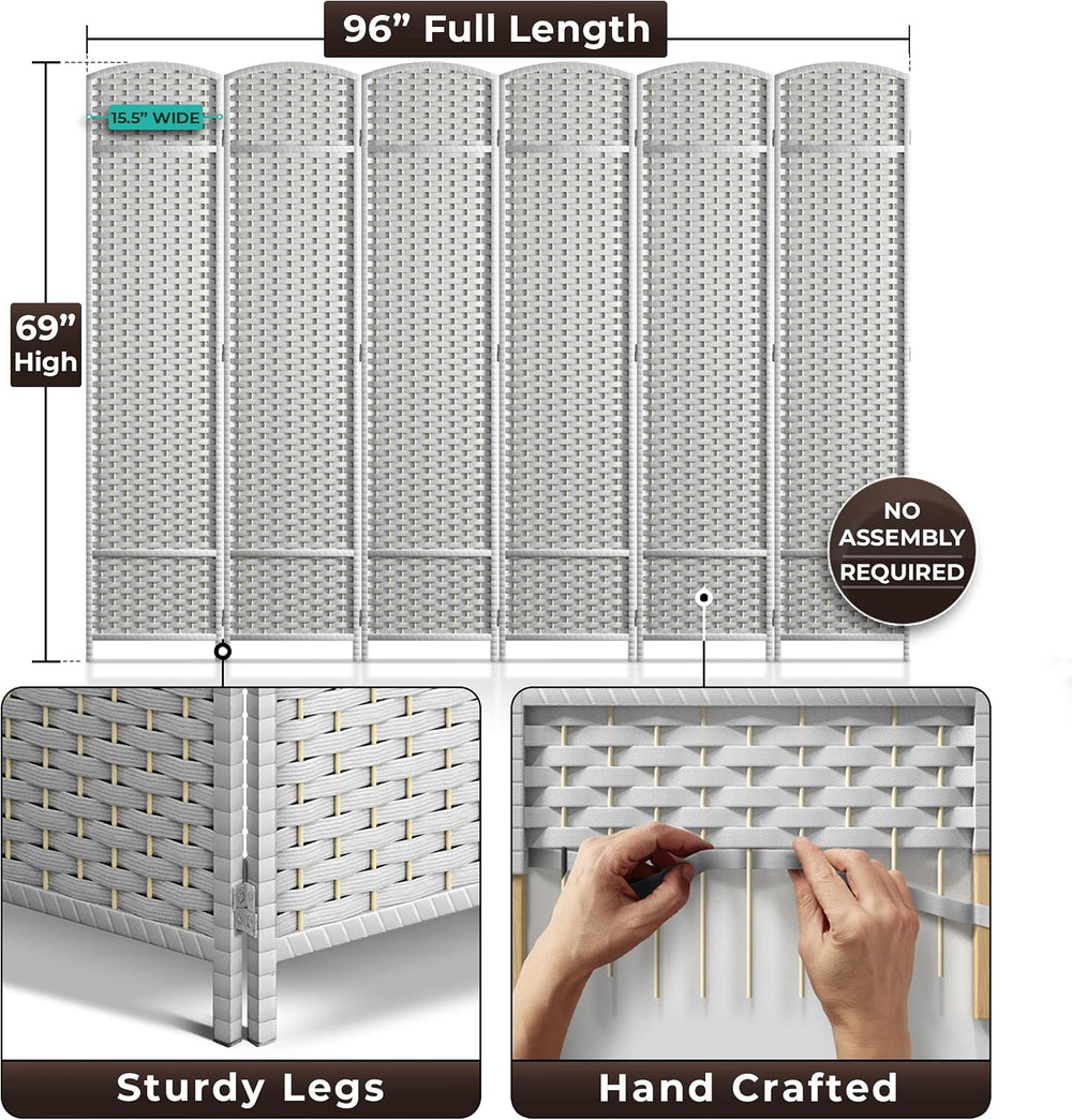 Sorbus Foldable Room Divider, Mesh Privacy Screen (6 Panel, White)