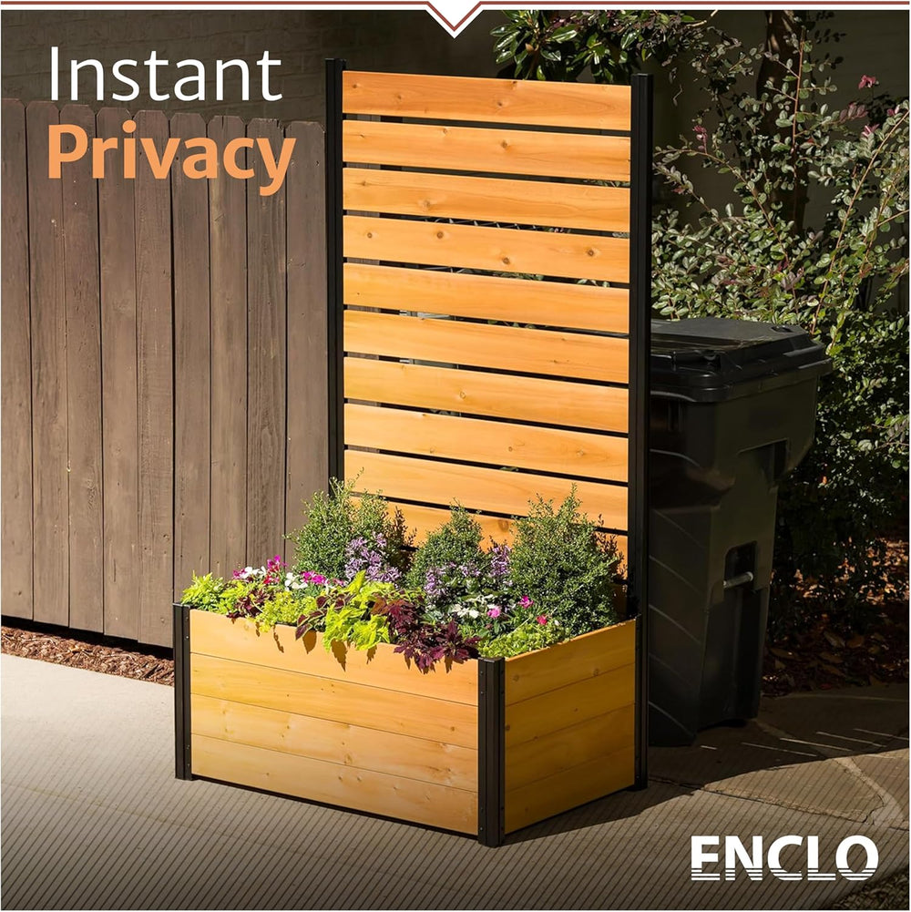 Enclo 6ft Concord Privacy Screen w/Planter Box, Freestanding, Cedar Wood