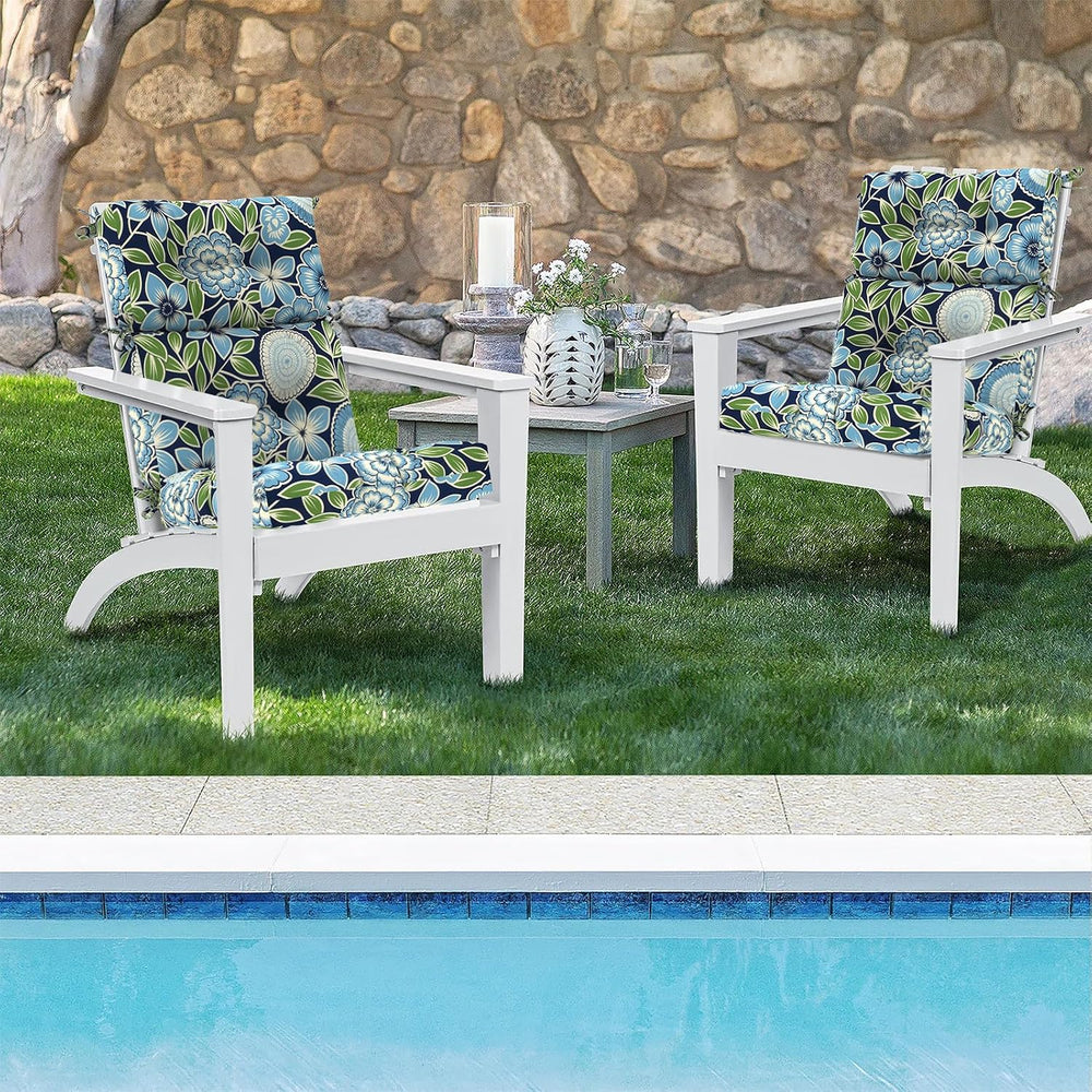 DYTXIII Outdoor High Back Chair Cushions Set of 2, Water Repellent Tufted Roc...