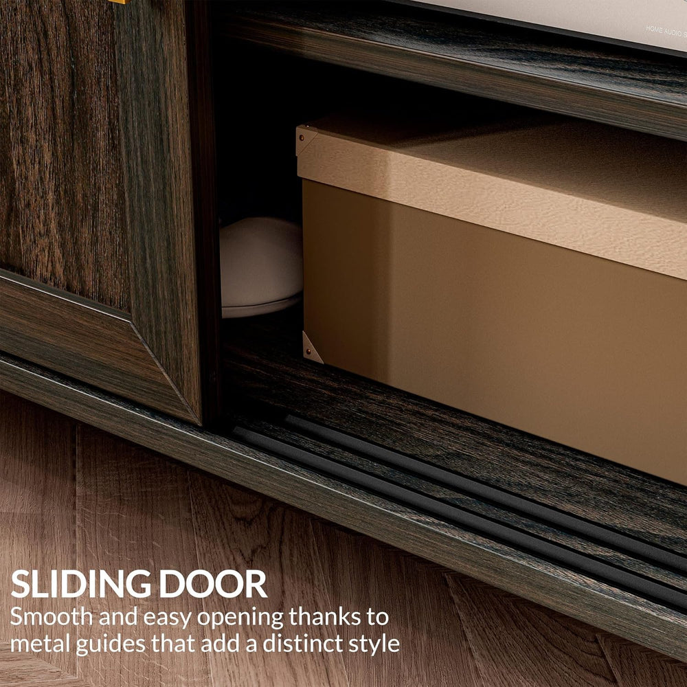 BELLEZE 45" Dana Storage Cabinet with Sliding Doors - Brown
