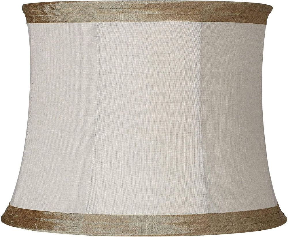 Goggins Large Ivory Linen Taupe Trim Lamp Shade 14x16x12 (Spider)