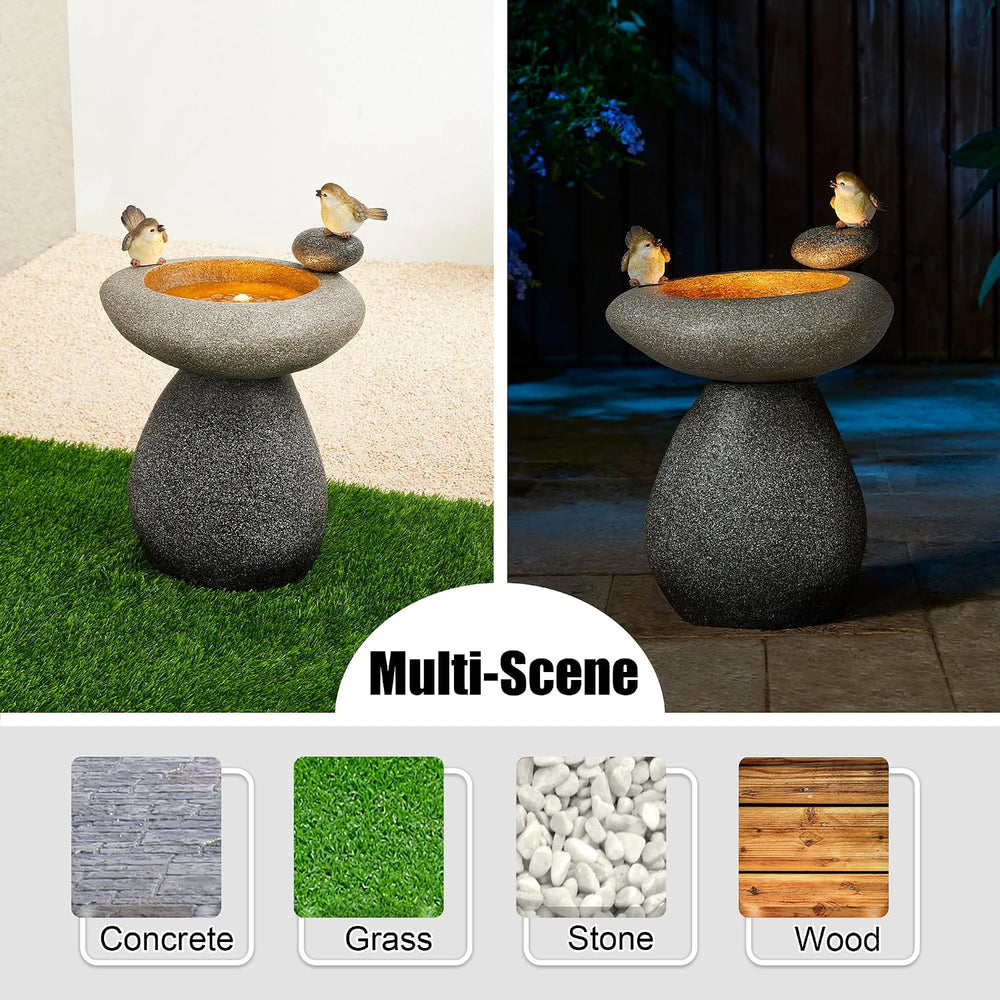 Glitzhome 20.75" H Water Fountain with LED Light and Pump, Zen Style Fau...
