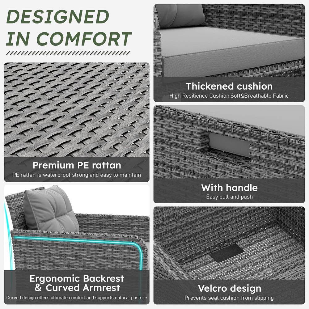 LHBcraft 5 Piece Patio Furniture Set, PE Wicker Outdoor Furniture Set with So...