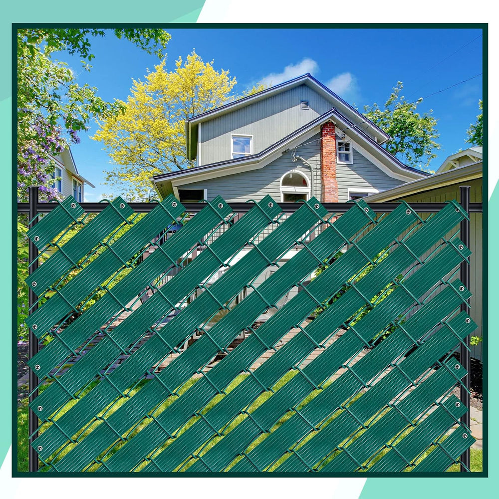 302 Pcs Chain Link Fence Privacy Slats with Fasteners, Green