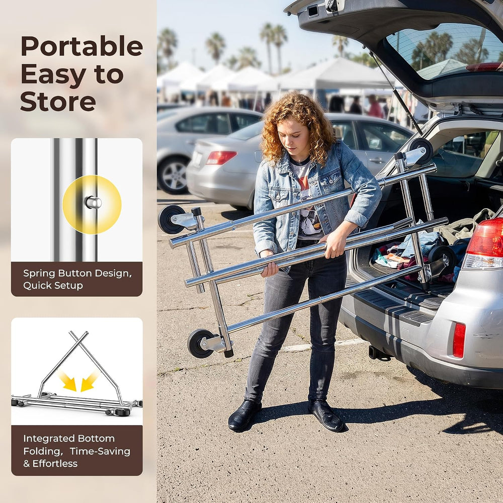 HOKEEPER Clothes Rack Rolling Clothing Racks with Wheels Collapsible